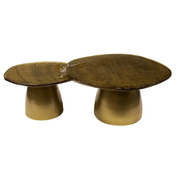 WoonStijl Salontafel set van 2 Eclipse goud antiek finish