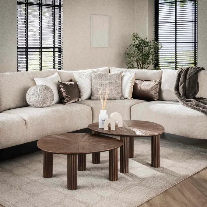 WoonStijl Salontafel set van 2 driehoekig Maya teak