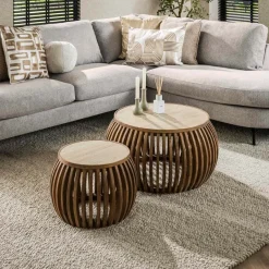 WoonStijl Salontafel set van 2 curve Nuovo travertin