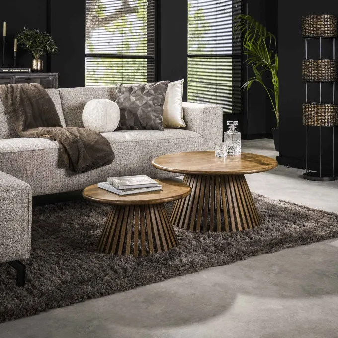 WoonStijl Salontafel set van 2 tweak conisch massief mango