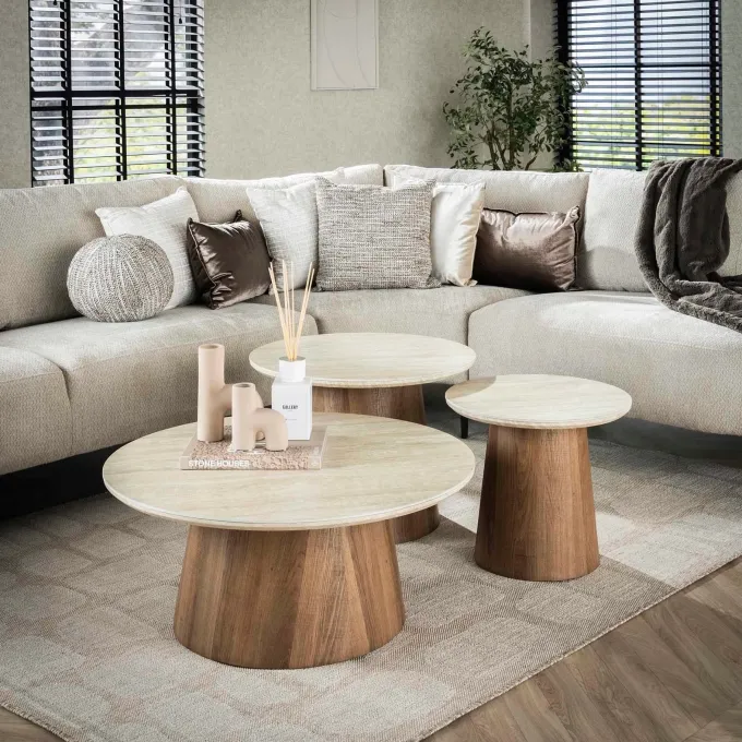 WoonStijl Salontafel set van 3 Romano tapse poot