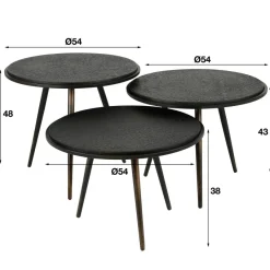 WoonStijl Salontafel set van 3 rond metallic