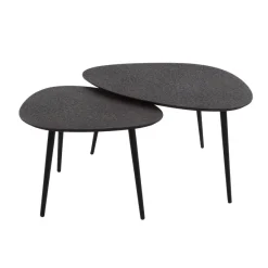 WoonStijl Salontafel set van 2 driehoekig metallic zwart