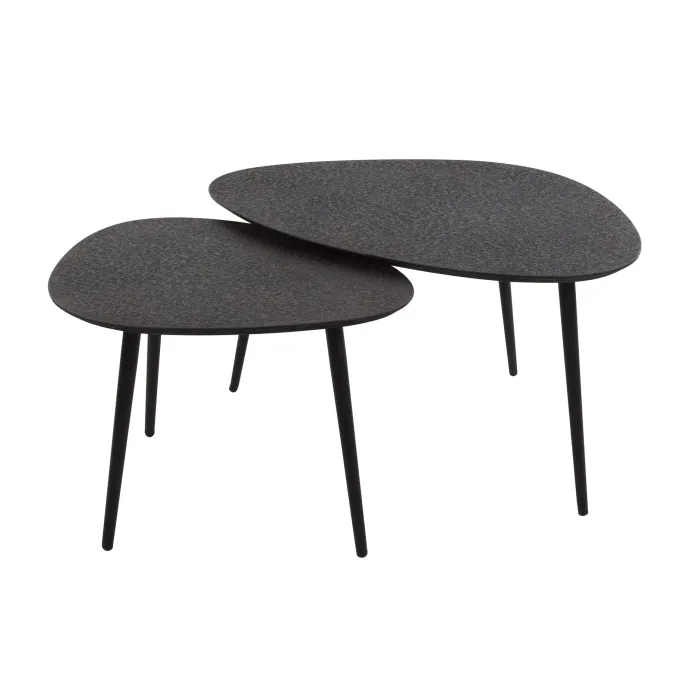 WoonStijl Salontafel set van 2 driehoekig metallic zwart