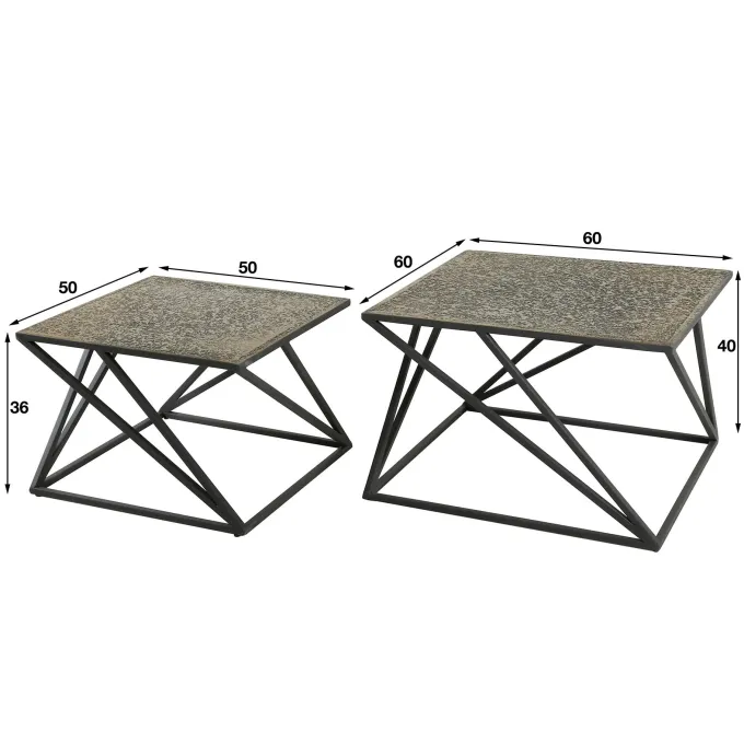 WoonStijl Salontafel set van 2 X cross metallic