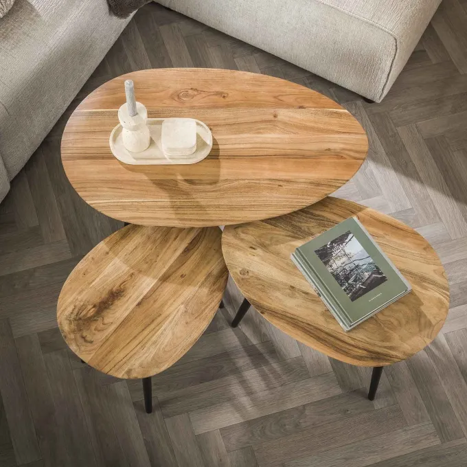 WoonStijl Salontafel set van 3 Acacia organisch