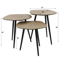 WoonStijl Salontafel set van 3 point metallic brons antiek