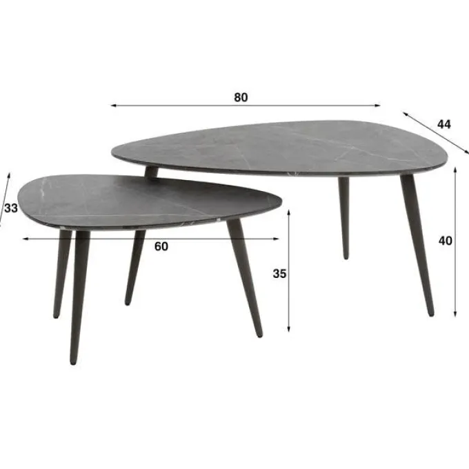 WoonStijl Salontafel set van 2 pear shaped organisch