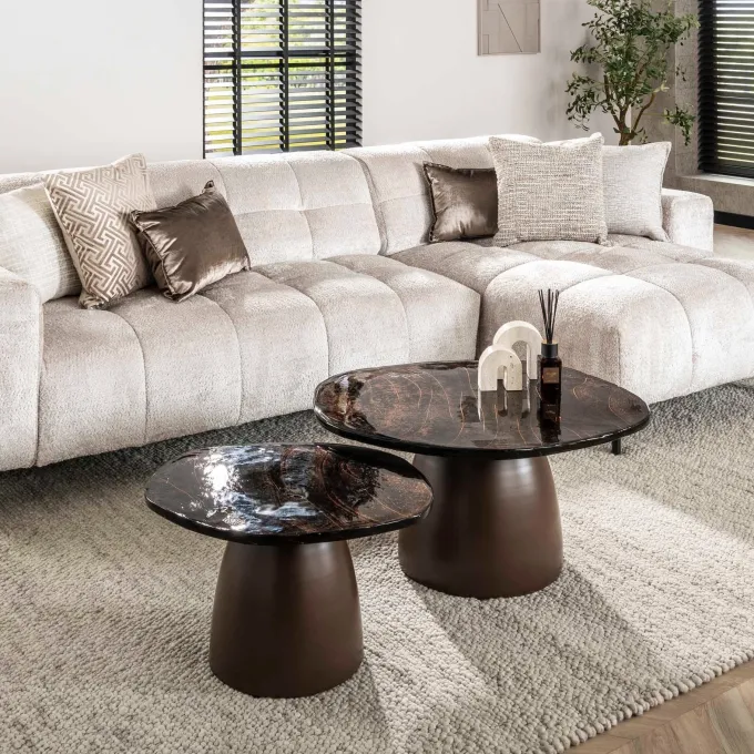 WoonStijl Salontafel set van 2 Eclipse brons antiek finish