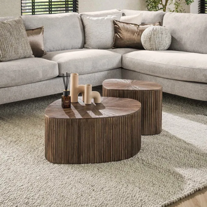 WoonStijl Salontafel set van 2 XL vierhoekig Maya teak