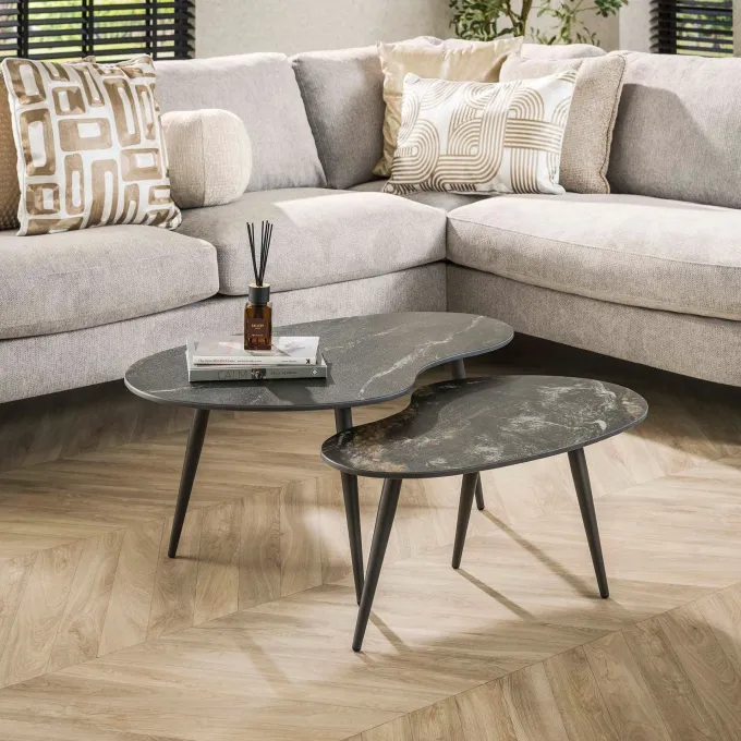 WoonStijl Salontafel set van 2 niervormig fossil
