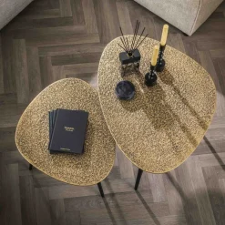 WoonStijl Salontafel set van 2 driehoekig metallic brons antiek