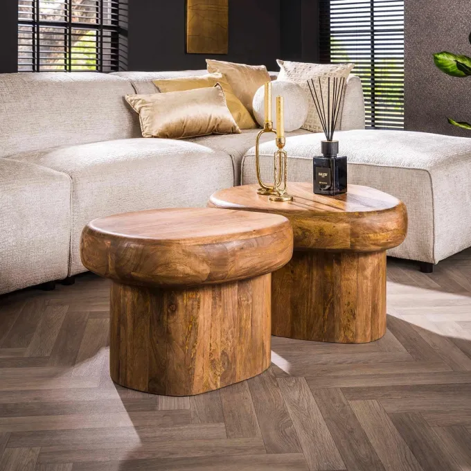 WoonStijl Salontafel Sleek mango set van 2