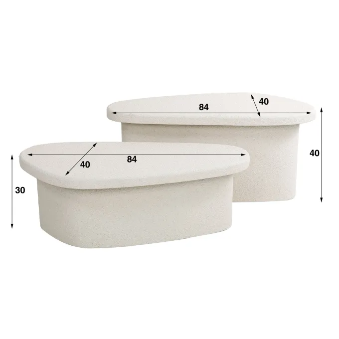 WoonStijl Salontafel XL stone organisch set van 2