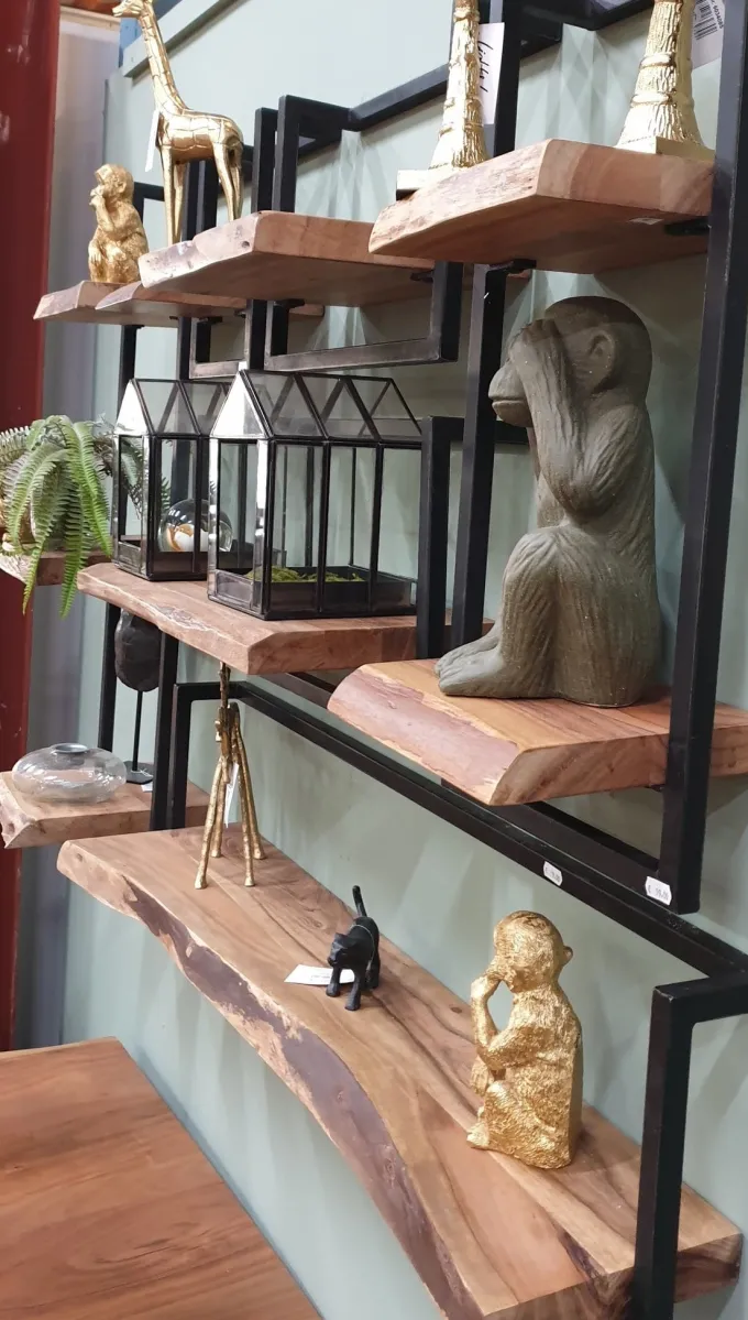 WoonStijl Set Wandplanken Live Edge Medium - Industrieel Acaciahout