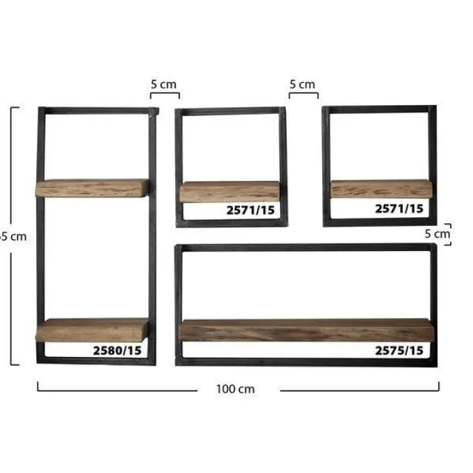 WoonStijl Set Wandplanken Live Edge Medium - Industrieel Acaciahout