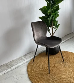 WoonStijl Stoel velvet ronde buis Antraciet velvet