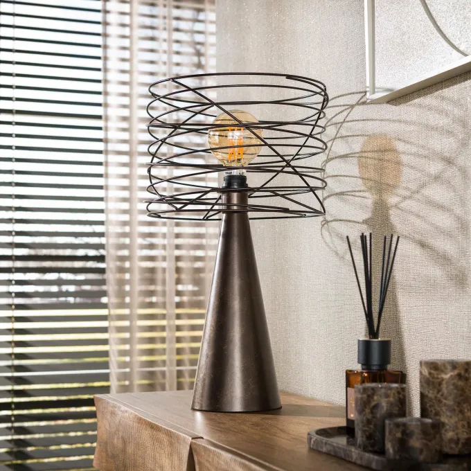 WoonStijl Tafellamp Curl 1-lichts Urban bruin