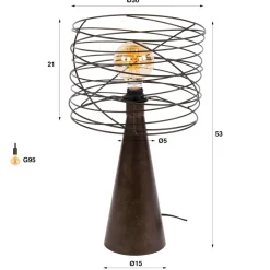 WoonStijl Tafellamp Curl 1-lichts Urban bruin