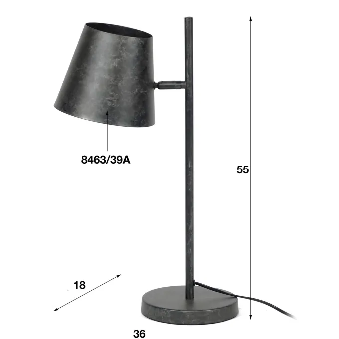WoonStijl Tafellamp 1L verstelbare metalen kap / Charcoal