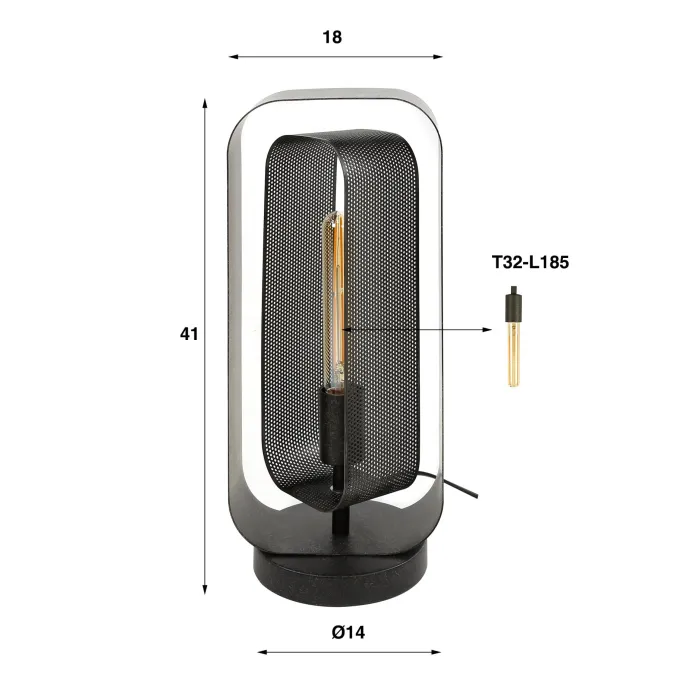 WoonStijl Tafellamp Mesh Rotate 1-lichts Artic zwart