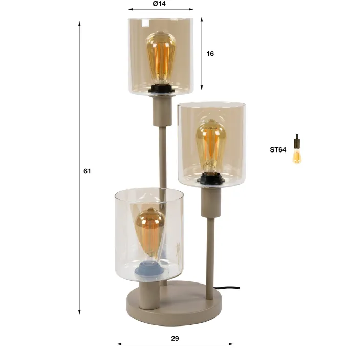 WoonStijl Tafellamp Sepiora 3-lichts Beige