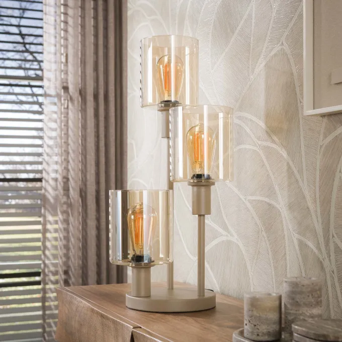 WoonStijl Tafellamp Sepiora 3-lichts Beige