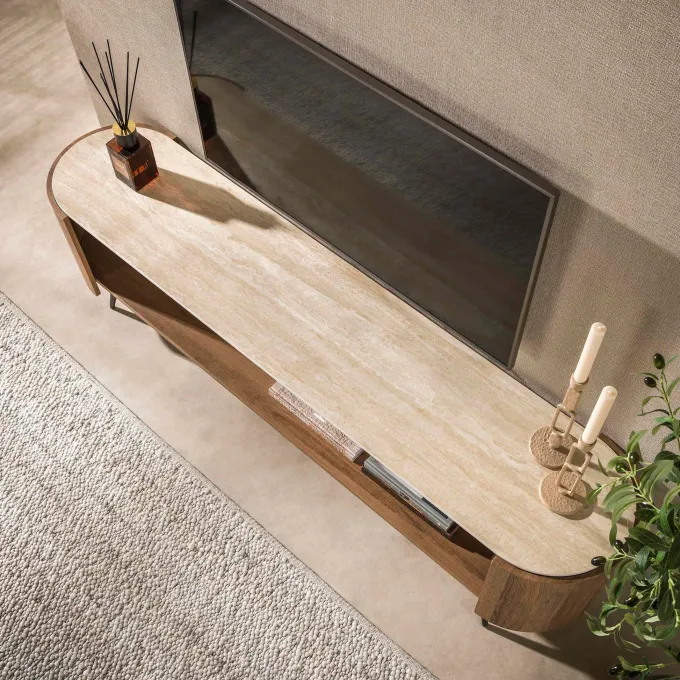 WoonStijl TV-meubel Arcus 180cm Keramiek travertin