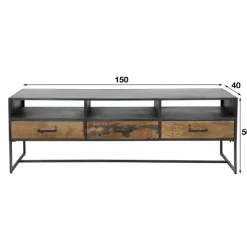 WoonStijl TV meubel Blend met 3 laden - Industrieel Design