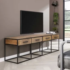 WoonStijl TV meubel Float van gerecycled hardhout met 4 lades - 180 cm