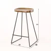 WoonStijl Vintage Barstoel met Acaciahouten Zitting en Zwart Metalen Frame
