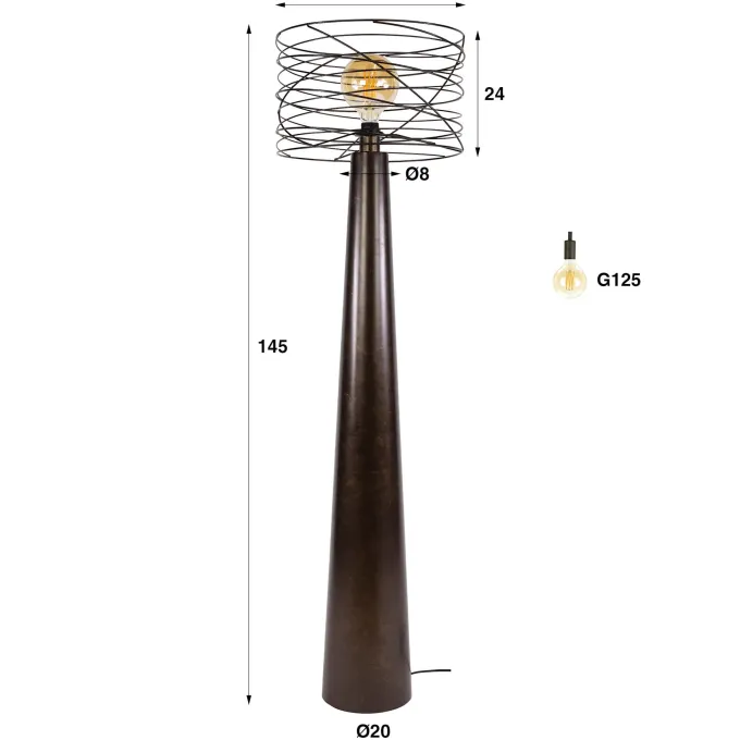 WoonStijl Vloerlamp Curl 1-lichts Urban bruin