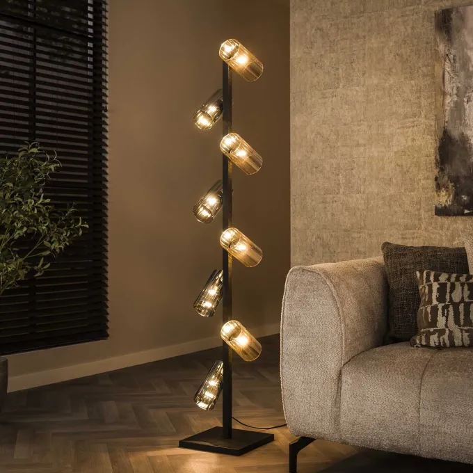 WoonStijl Vloerlamp 8L cylinder mixed glass