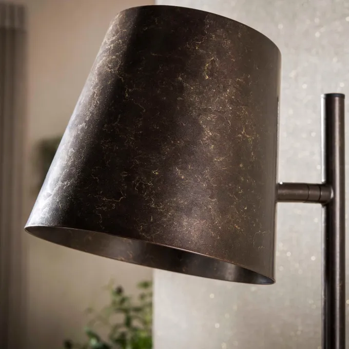 WoonStijl Vloerlamp 1L Flex verstelbare metalen kap Urban bruin