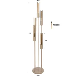 WoonStijl Vloerlamp 5L getrapt tube Beige