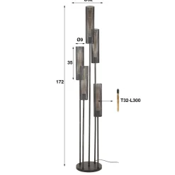 WoonStijl Vloerlamp 5L getrapt tube mesh