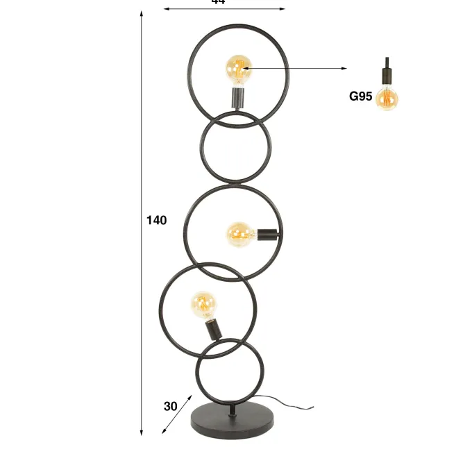 WoonStijl Vloerlamp 3L Loop