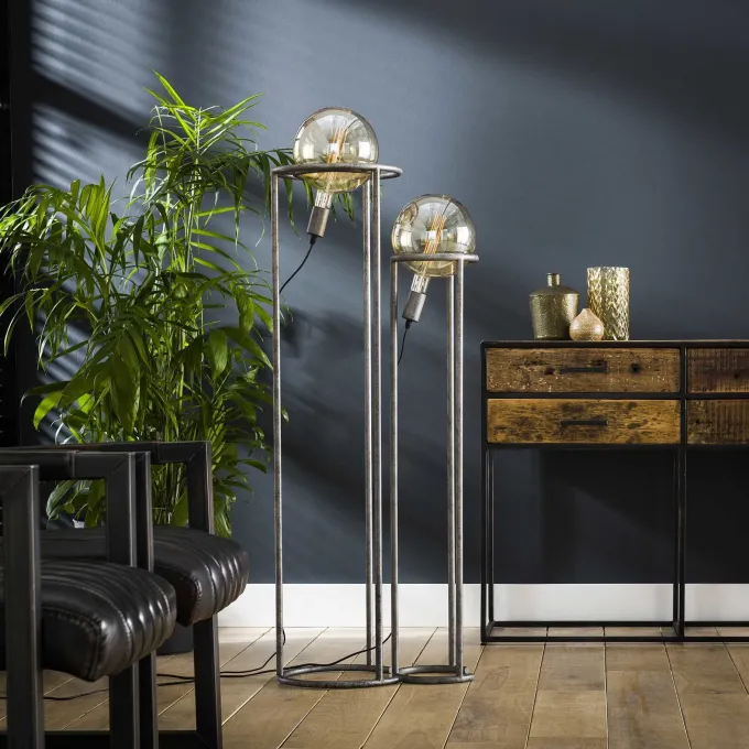 WoonStijl Vloerlamp 2L Match Set van 2 - Oud Zilver