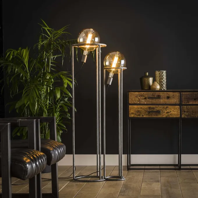 WoonStijl Vloerlamp 2L Match Set van 2 - Oud Zilver
