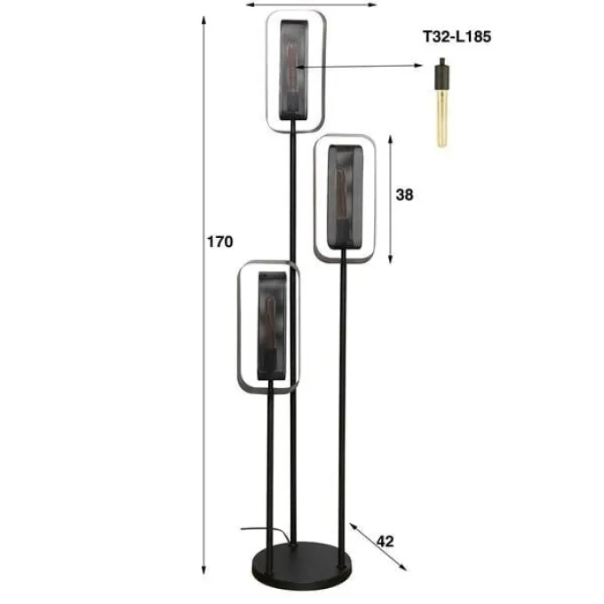 WoonStijl Vloerlamp 3L mesh rotate