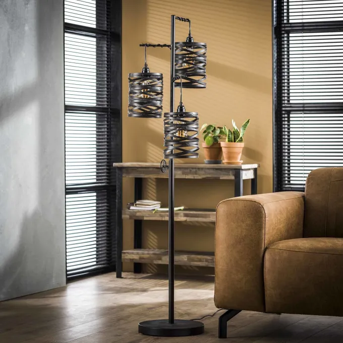 WoonStijl Vloerlamp 3L spindle slate grey / Slate grey