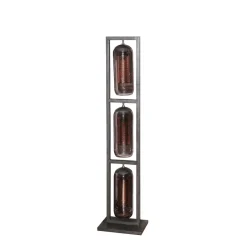 WoonStijl Vloerlamp 3L tower smoke glas-geperforeerd staal