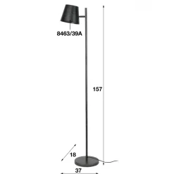 WoonStijl Vloerlamp 1L verstelbare metalen kap / Charcoal