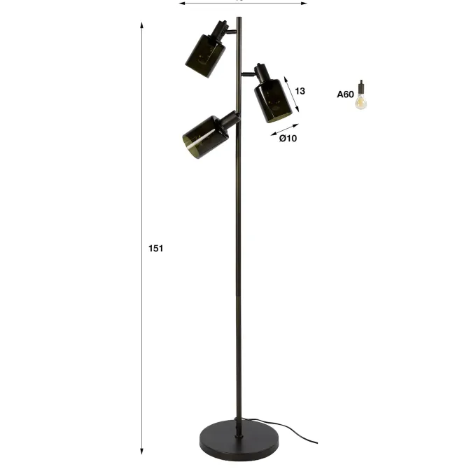 WoonStijl Vloerlamp Sepiora 3-lichts Sienna bruin