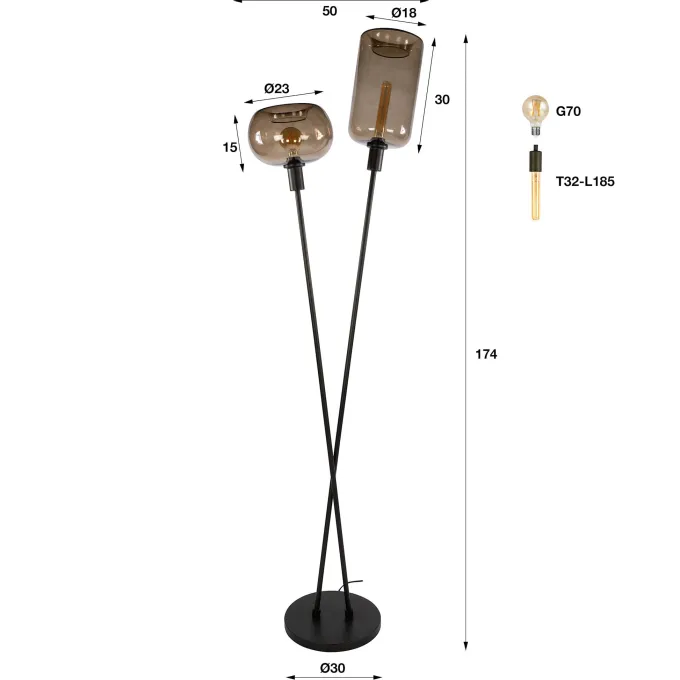 WoonStijl Vloerlamp Serene 2-lichts Sienna Bruin