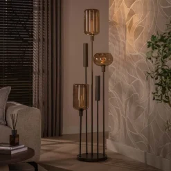 WoonStijl Vloerlamp Serene switch getrapt 2+3-lichts Sienna bruin