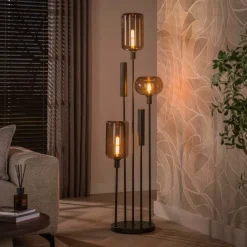 WoonStijl Vloerlamp Serene switch getrapt 2+3-lichts Sienna bruin