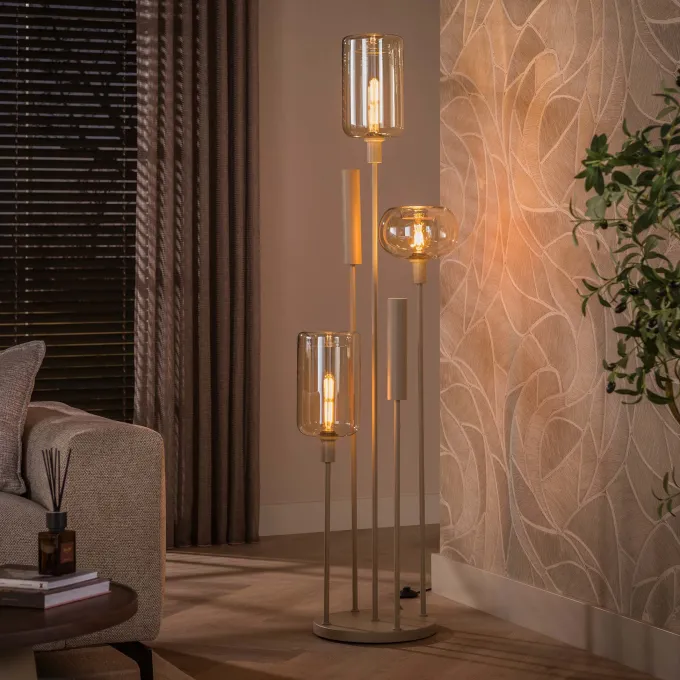 WoonStijl Vloerlamp Serene switch getrapt 2+3-lichts Beige