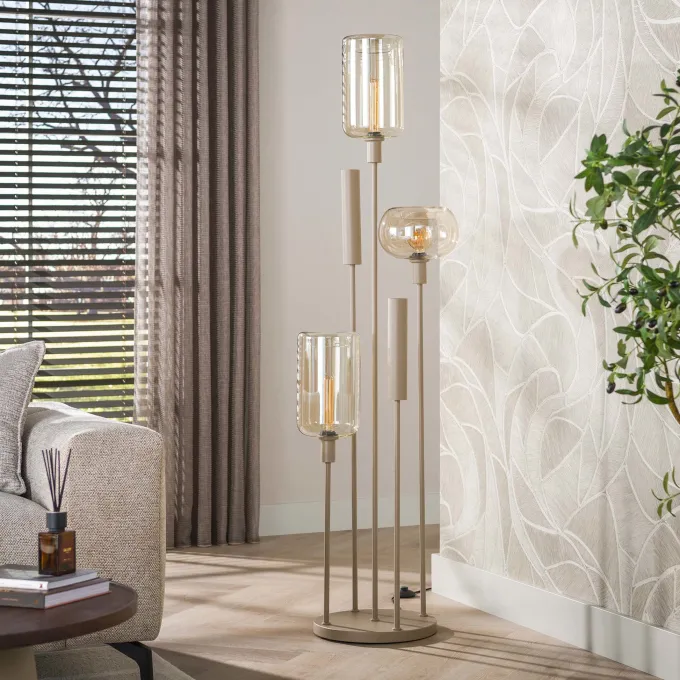 WoonStijl Vloerlamp Serene switch getrapt 2+3-lichts Beige