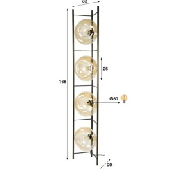 WoonStijl Vloerlamp Soll 4-lichts Amber glas